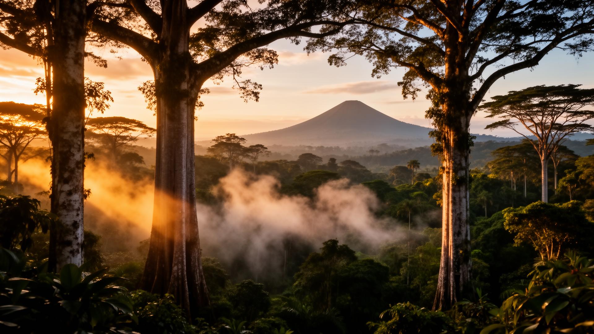 Mist boven het regenwoud van Costa Rica bij zonsopkomst